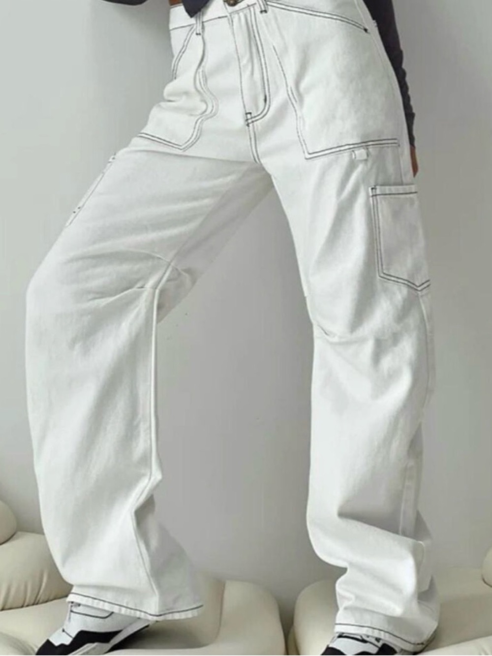 Lioness Miami Vice Women’s Steel Gray Wide Leg Cargo Pants Jeans - Picture 10 of 10